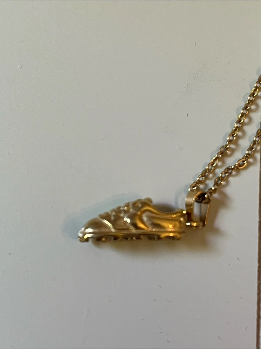 Gold  stainless steel Soccer Sneaker Pendant Necklace